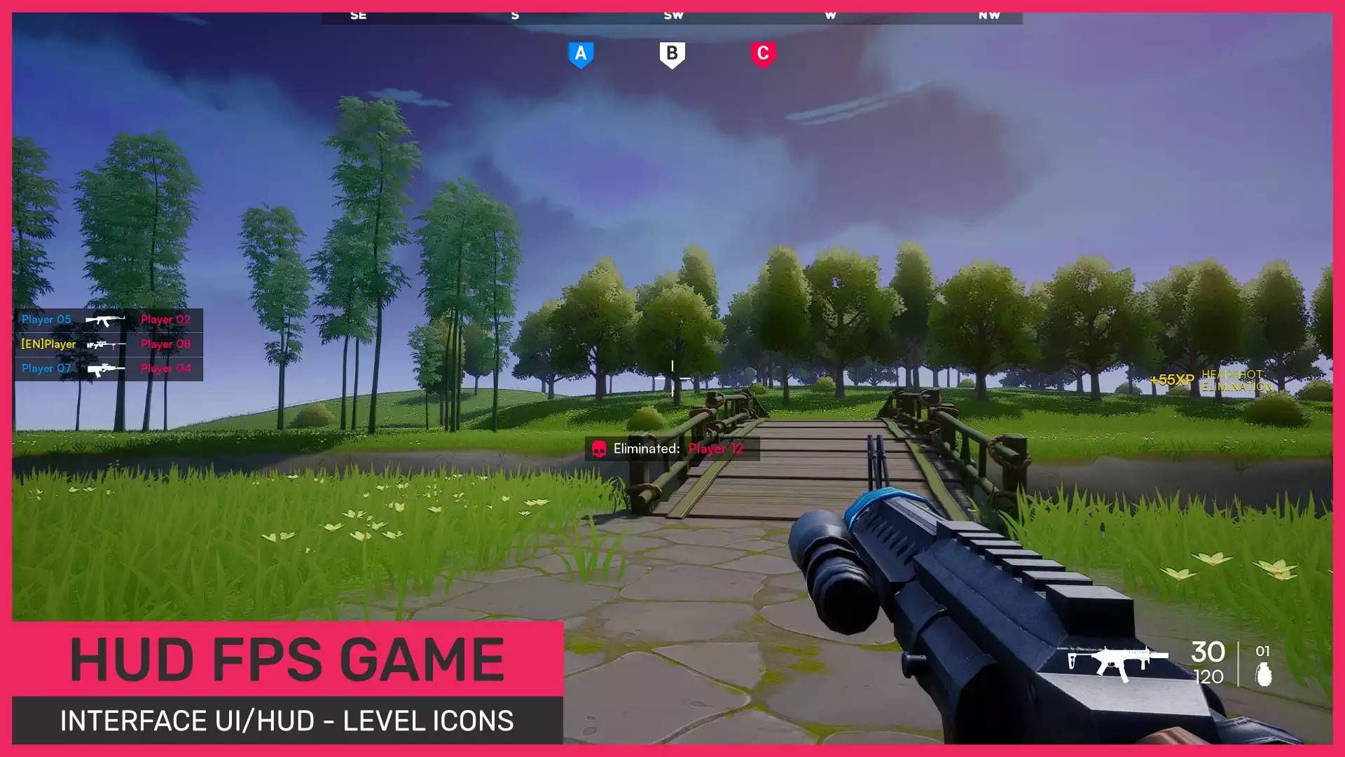 FPS interface UI/HUD - Killfeed/Compass - Pack Kit Ready to play