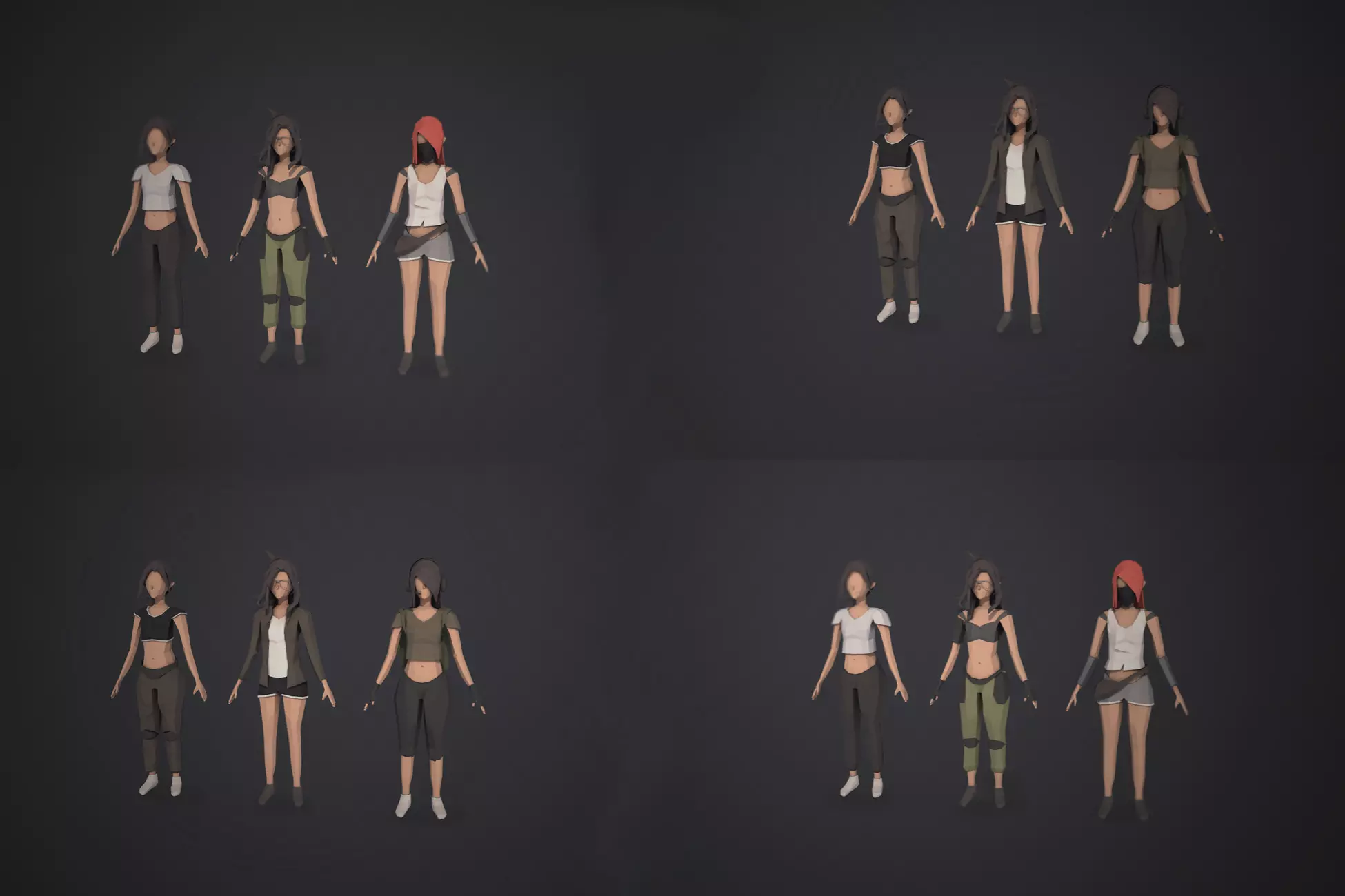 LOW POLY CHARACTERS CUSTOMIZABLE/MODULAR ( MALE AND FEMALE )