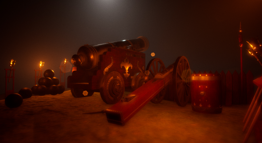 Stylized Medieval Cannon Crew Props
