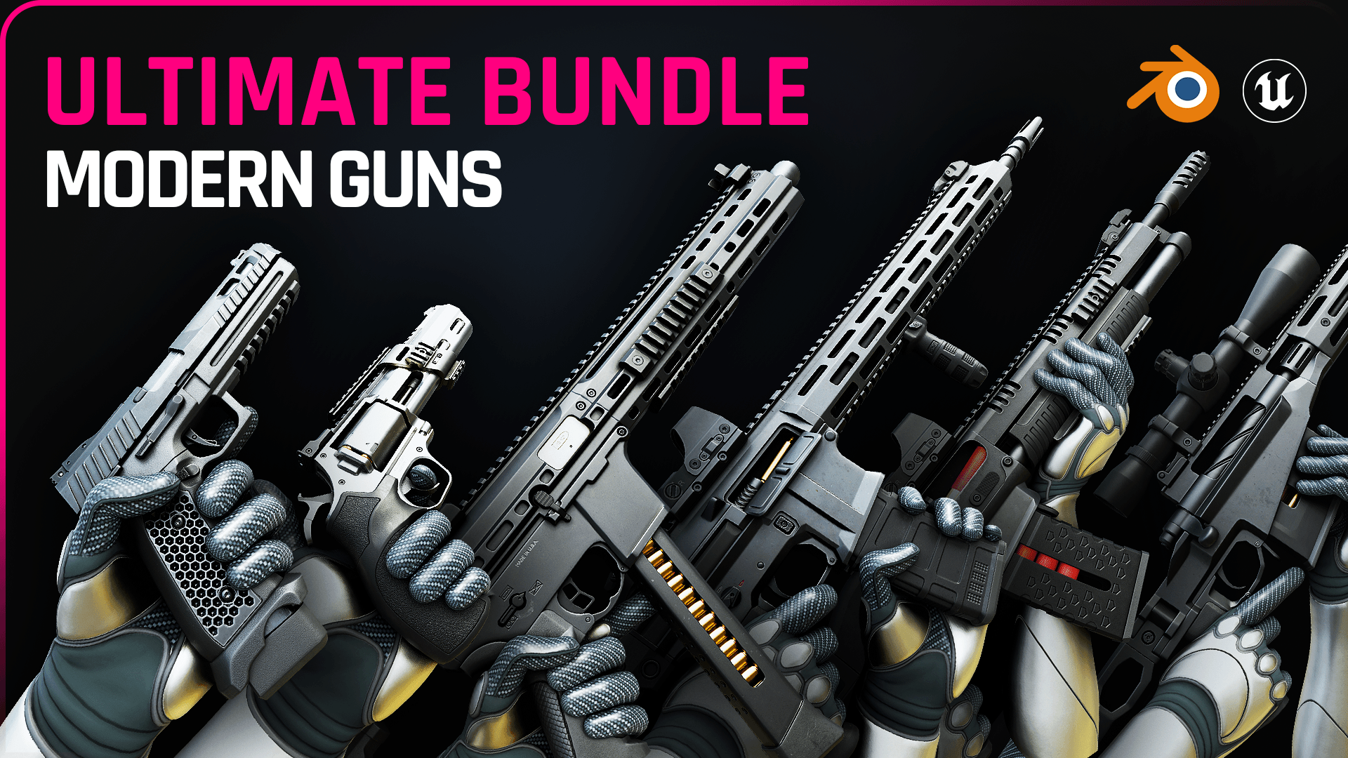 Modern Guns Bundle - Rigged & Game Ready Models