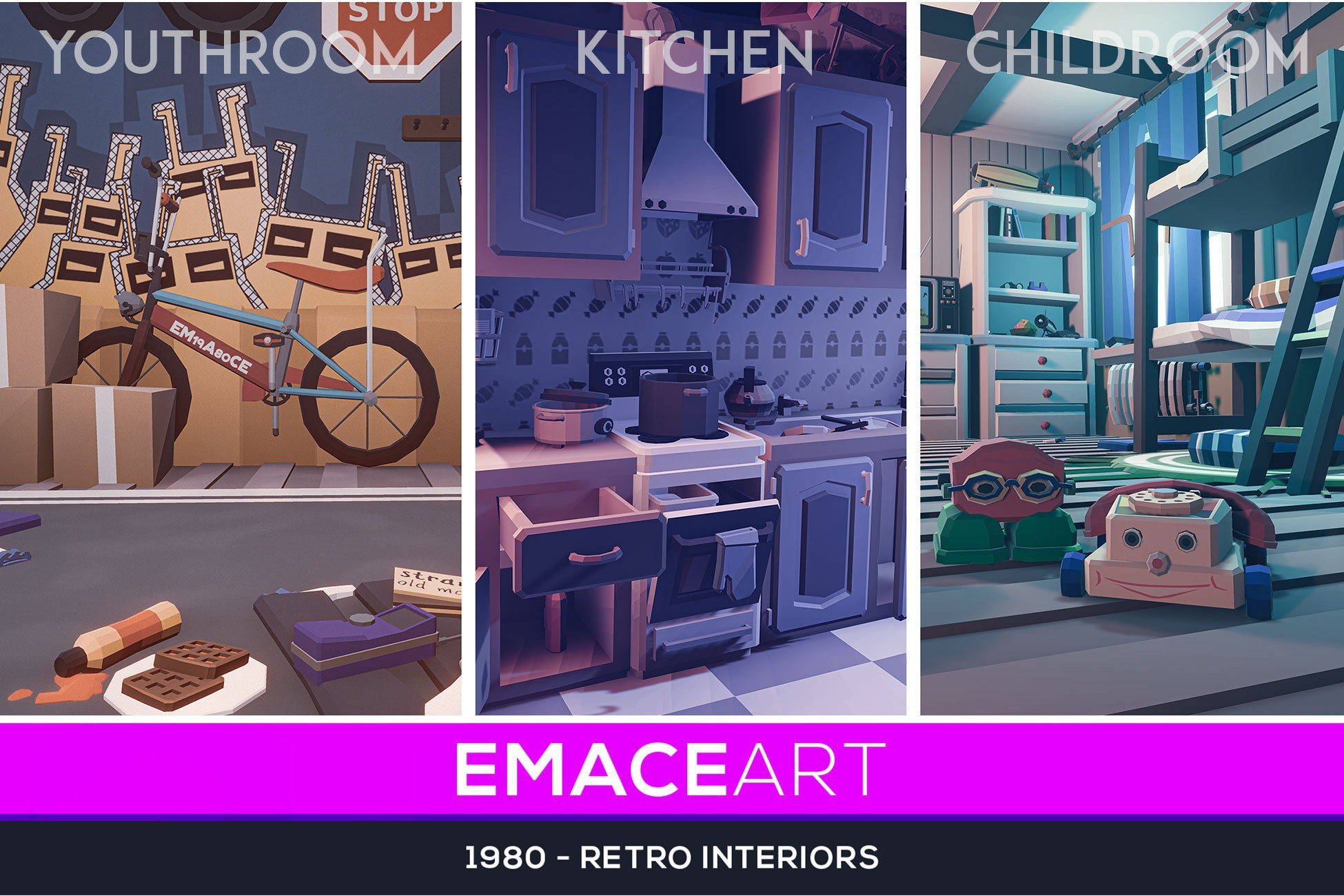 Rewind Memory PRO: 80s/90s Retro Rooms Environment Pack