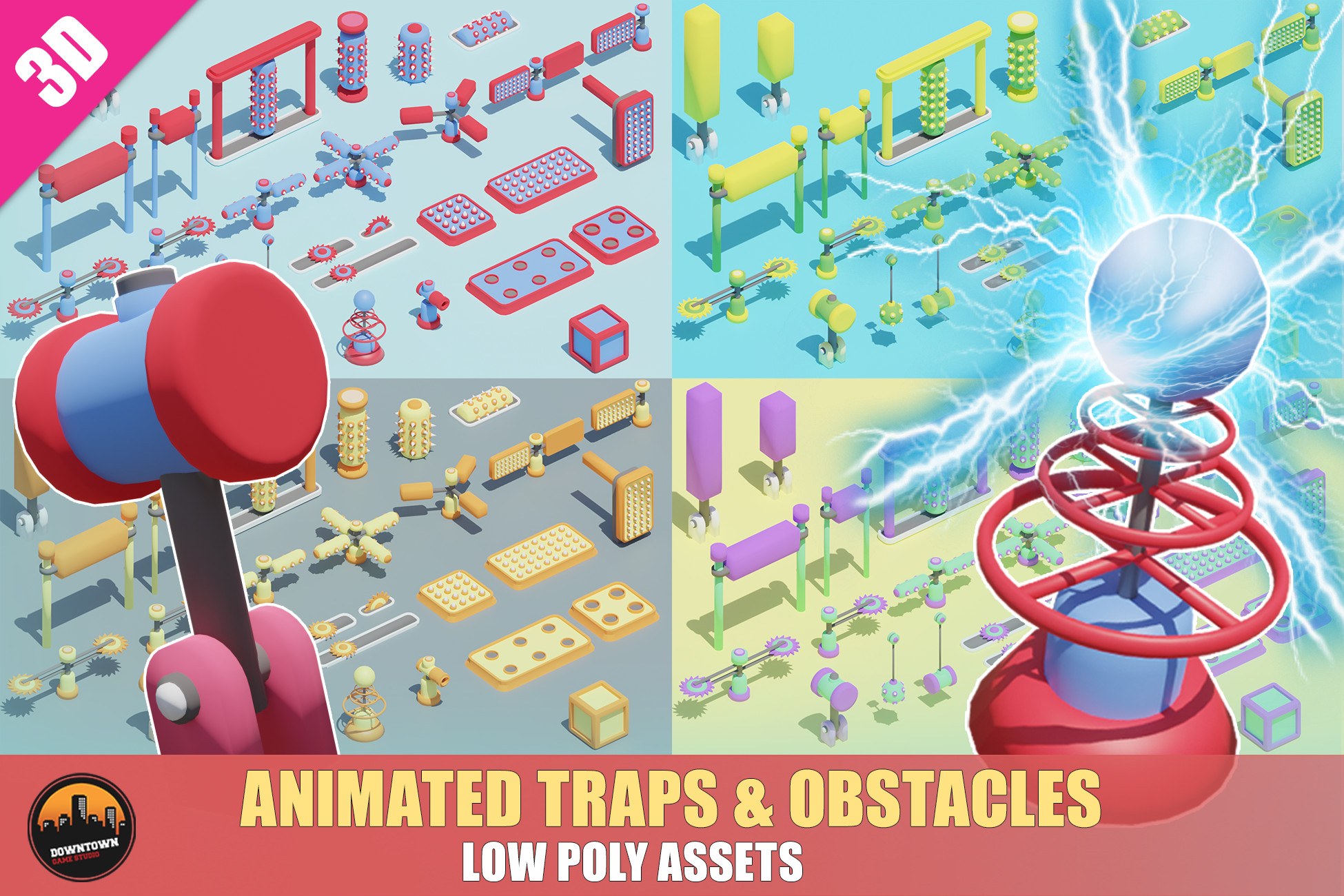 LOW POLY ASSETS - Animated Traps & Obstacles + VFX