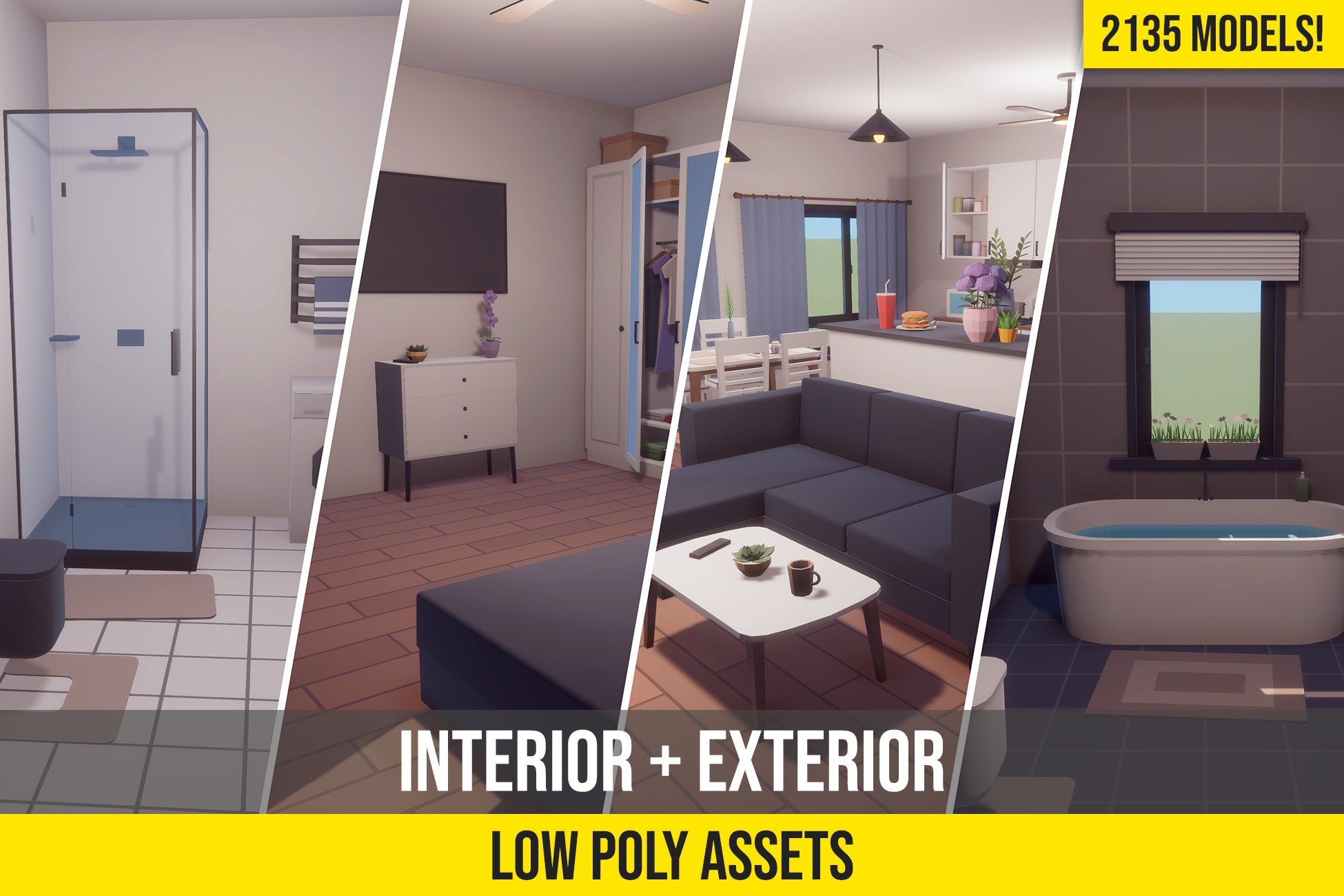 Low Poly House Interior & Exterior