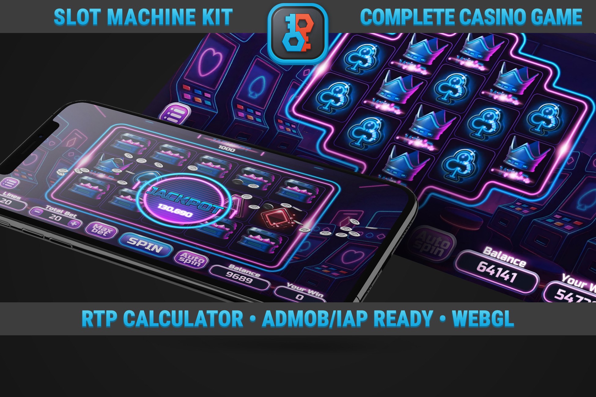 MK Slot Machine Kit • Modern Neon Casino Template