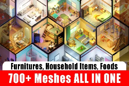Ultimate Interior Furniture Pack (Low Poly) – Household & Kitchen Props