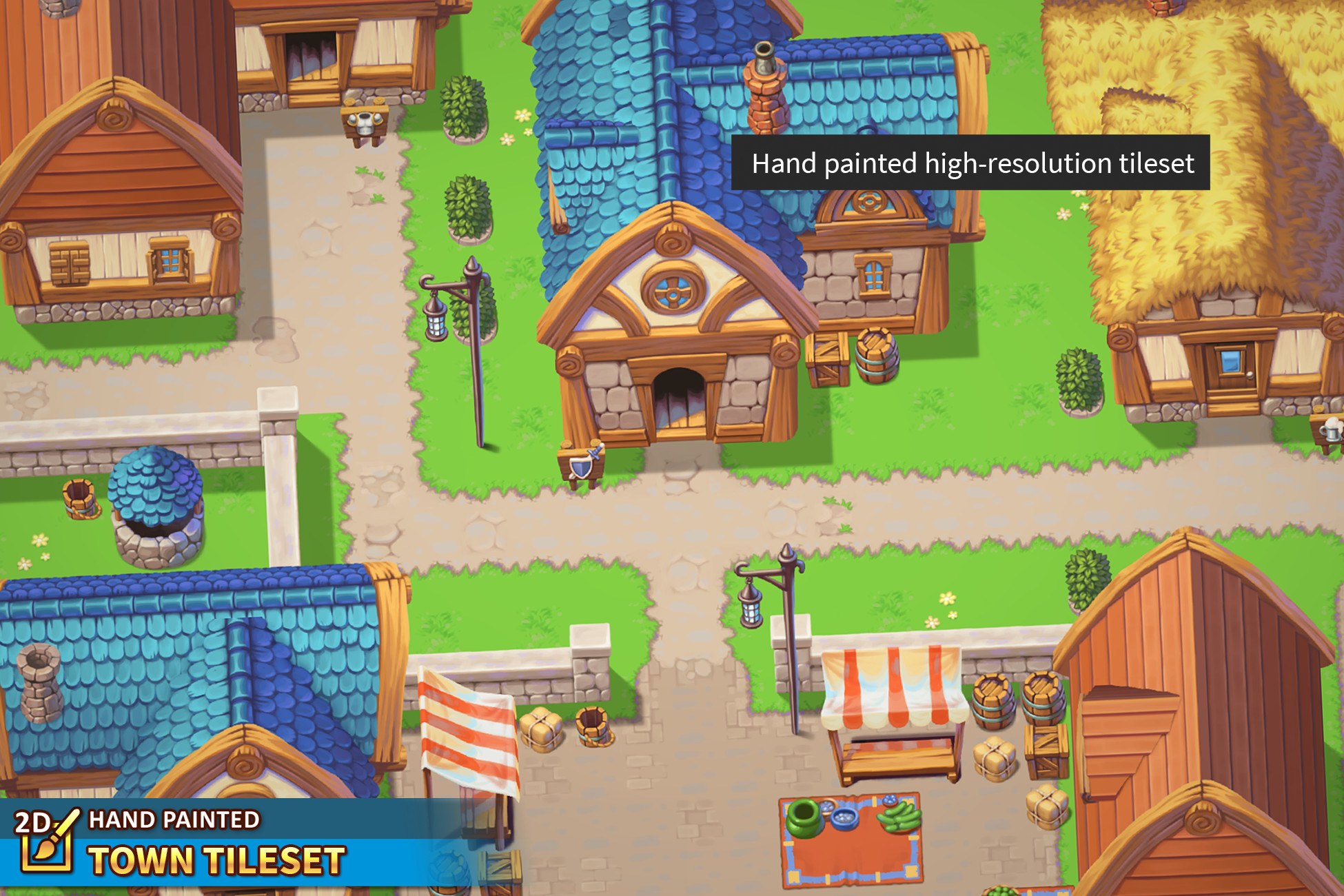 2D Hand Painted - Town Tileset
