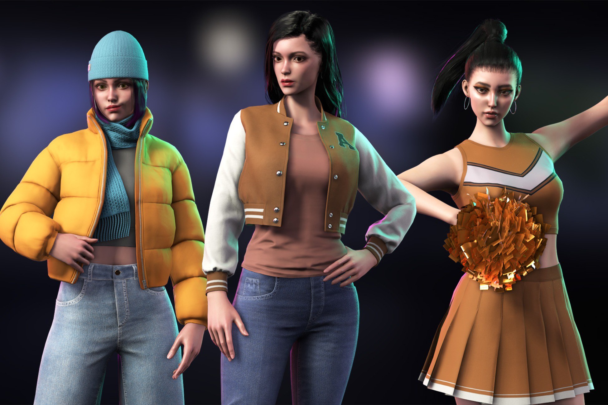 Casual Wear Girls Pack 3 - Streetwear Modern Realistic Stylized Woman Character