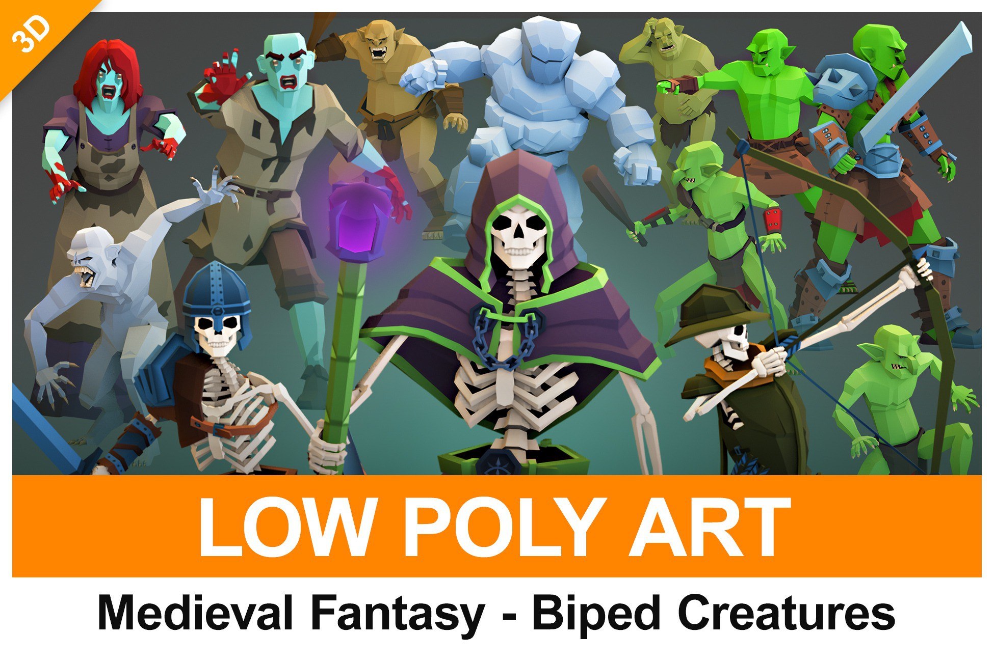 Low-Poly Medieval Fantasy - Biped Creatures Pack